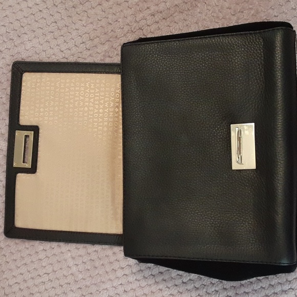 kate spade black Magnolia Park Suede Laurel pebbled leather satchel handbag - Picture 8 of 11